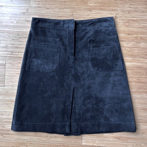 Vintage 90s Lilly Pulitzer 100% Suede Black A-Line Mini Skirt 2 | Luxe Essential - Picture 7 of 11